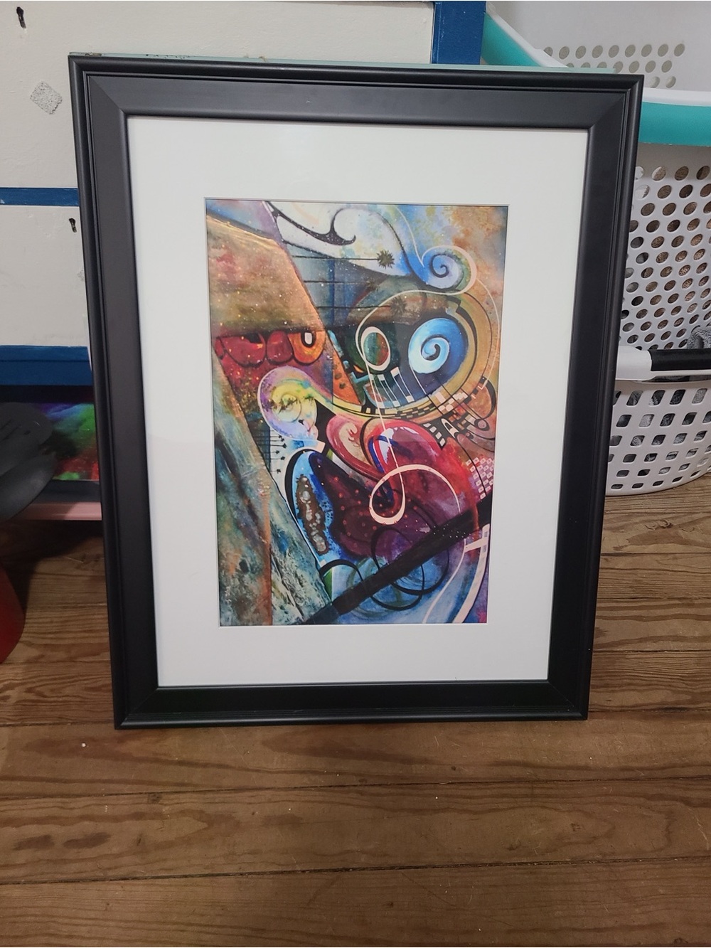 Framed Abstract Musical Art Print - Multicolor